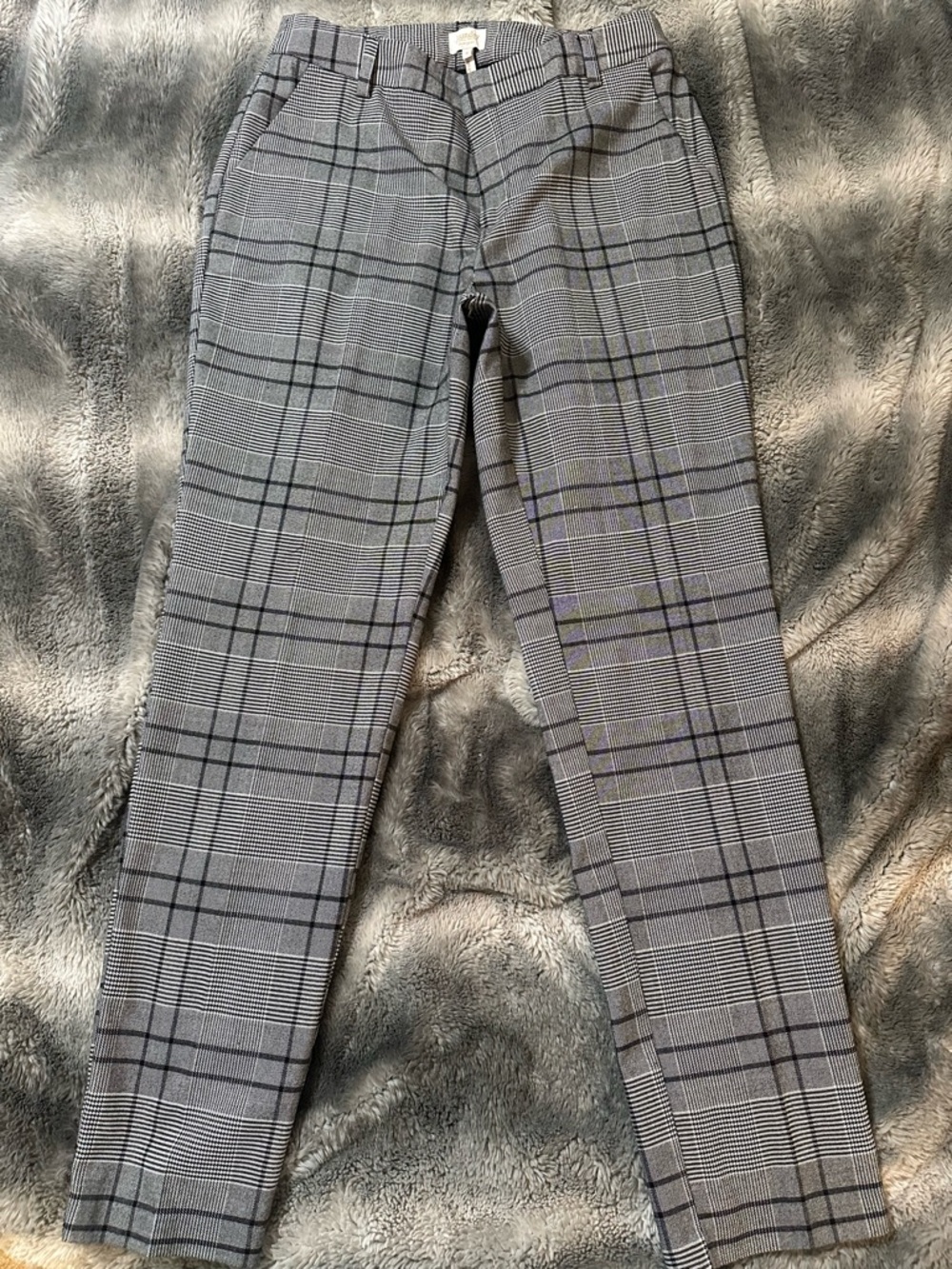 Laundry By Shelli Segal Gray Plaid Straight-Leg Pants